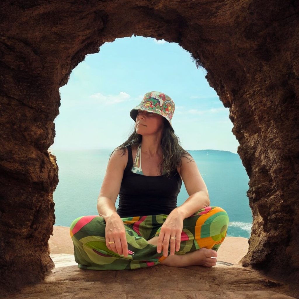 woman sitting in a gate